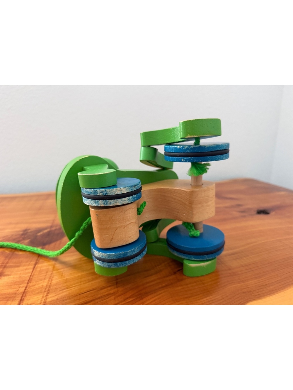 Melissa & Doug Green/Blue Wooden Rolling Frog Pull Toy - Picture 3 of 8